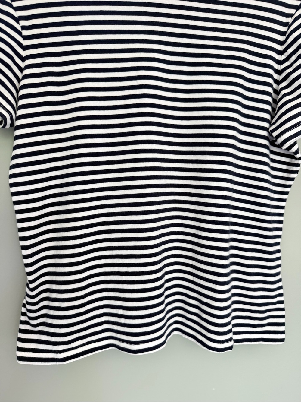 J. McLaughlin "Allie" Navy White Stripe Cotton Blend Nautical Short Sleeve Tee - Picture 7 of 15